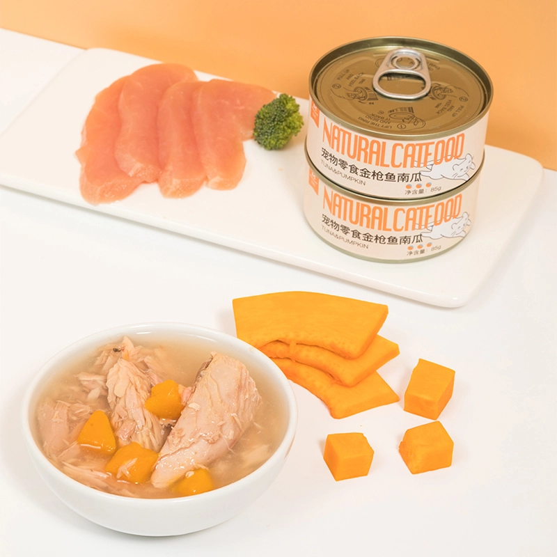 Canned cat food with tuna and pumpkin Canned cat food with tuna and pumpkin