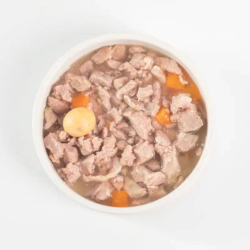 egg yolk duck meat cubes