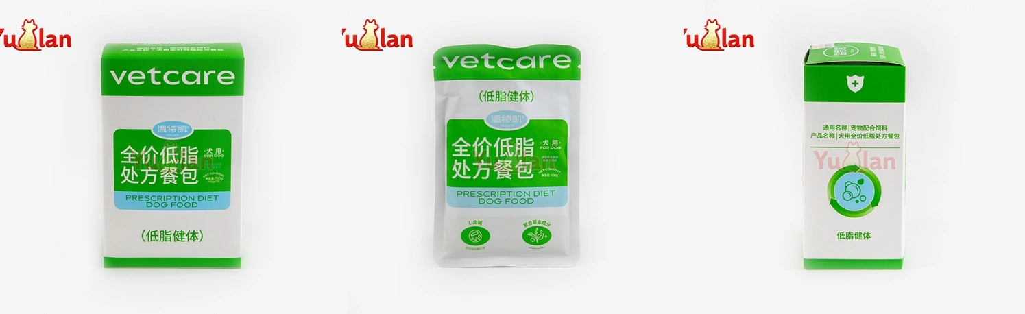 Low-fat prescription pouch for dogs