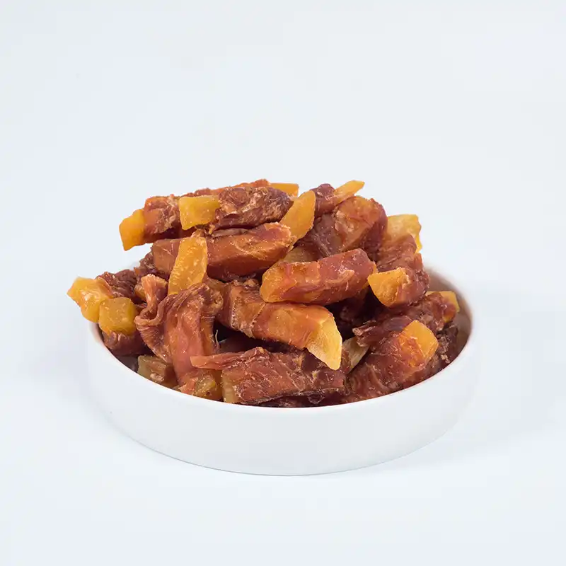 What are the advantages of duck wrapped in French fries for dogs?