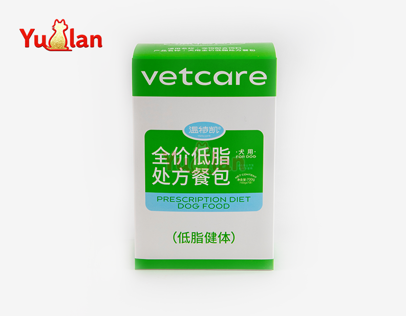 Low-fat prescription pouch for dogs